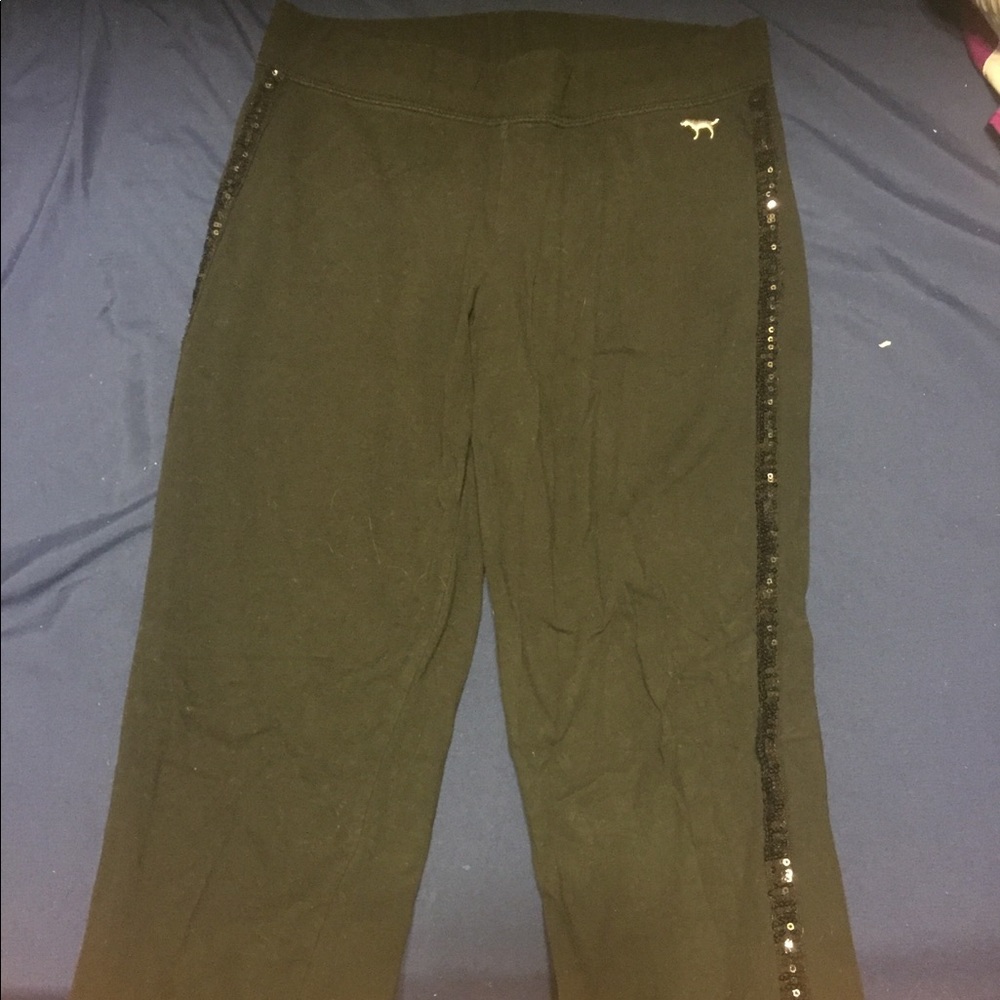 SOLD -PINK black leggings